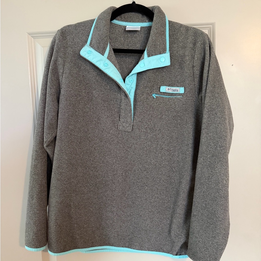 Columbia Gray Fleece with Blue Trim